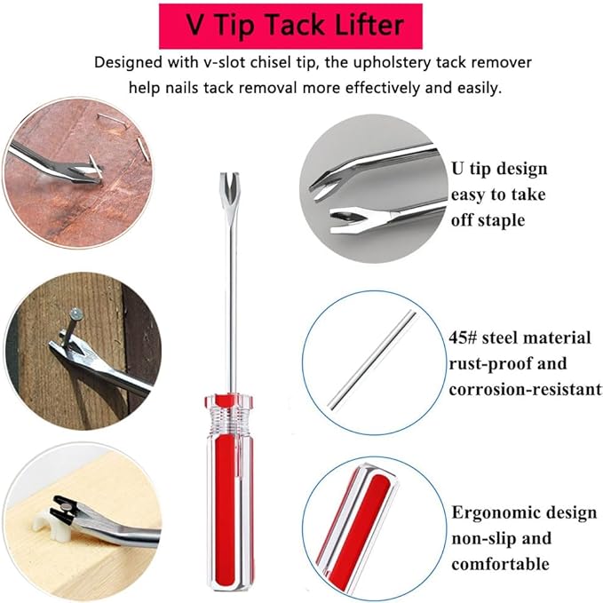 PUWANY 3pcs Upholstery Staple Remover Tool Includes Nail Puller Staples Puller and tack Remover,Nail Remove Tool for Removing Staples from Carpets Wooden Products Walls Boxes