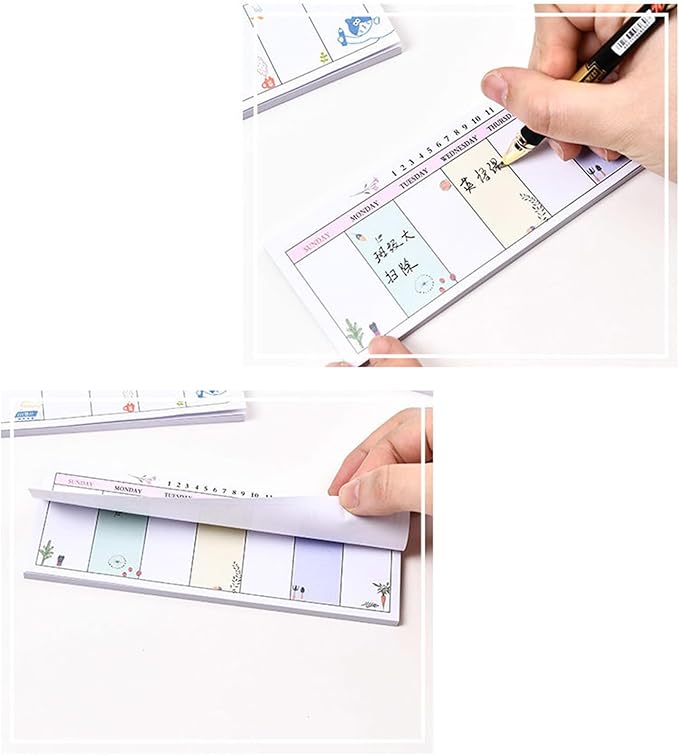 Weekly Organizer Long Strip Planner Notebook Pads Random Patterns for Goal Tasks Ideas Notes