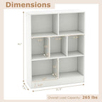 Tangkula 7-Cube Bookshelf, 41” Floor Bookcase with 2 Anti-Tipping Kits, Freestanding Storage Organizer, 4-Tier Display Shelf for Home, Office & Dorms, Natural/White (White, 7-Cube)