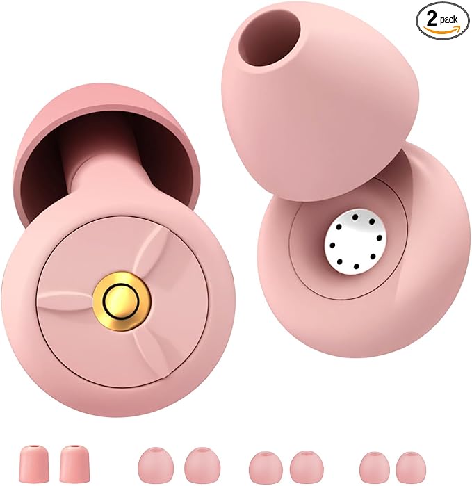 AuralProtek Ear Plugs for Sleeping Noise Cancelling, 24-30dB Ear Plugs for Noise Reduction, Hearing Protection, Silicone Soft Reusable EarPlugs for Sleep, Concert, Focus with Case & 4 Pair Eartips