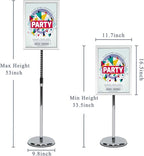 VAIIGO Pedestal Poster Stand, Adjustable Aluminum 11 x 17 Floor Standing Holder for Vertical and Horizontal View Sign Display, Silver