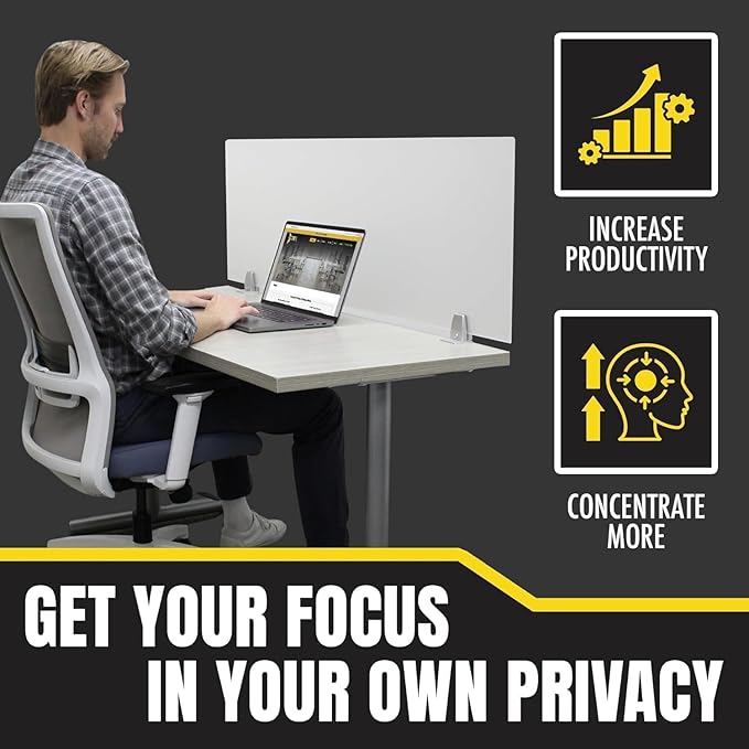 OBEX Frosted Acrylic Desk Mounted Privacy Panel, 12" x 24", Frosted