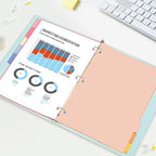 SUNEE 8 Tab Binder Dividers,Plastic Dividers for 3 Ring Binder,3 Ring Binder Dividers with Tabs for School Office Home Supplies,Pastel Color, 1 Set