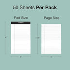 POPRUN Small White Legal Pads 5 x 8 Narrow Ruled, 100GSM Writing Paper Pad, Bulk Lined Notepad Notebooks for Work School, Classroom Office Supplies, 6 Pack