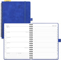 POPRUN Planner 2025-2026 Weekly Notebook (Medium 8.5''x 6.5''), Academic Calendar (JUL.25 - JUN.26) Appointment Book with Monthly Tabs, Spiral Soft Cover, Inner Pocket, 100 GSM - Royal Blue