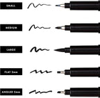 Craft 'n' Beyond Calligraphy Brush Pens Pack of 5 Markers for Hand Lettering, Art Drawing, Sketching, Scrapbooking, Writing, Journaling tip - Beginner Kit with Fadeproof Black Ink