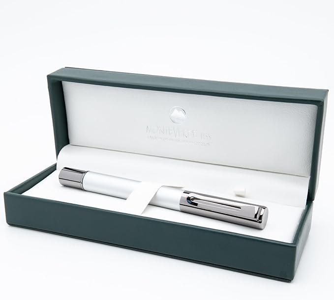 Monteverde USA Ritma Fountain Pen in Silver – Medium Nib, Balanced JoWo Stainless Steel, Refillable Ink Cartridge/Converter – Perfect for Professionals & Writing Enthusiasts