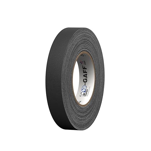 1" Width ProTapes Pro Gaff Premium Matte Cloth Gaffer's Tape With Rubber Adhesive, 11 mils Thick, 55 yds Length, Black (Pack of 1)
