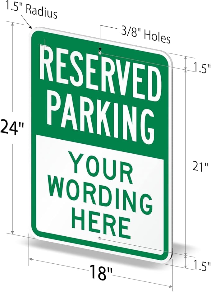 SmartSign 24 x 18 inch Custom “Reserved Parking” Metal Sign - Add Text, 80 mil Laminated Rustproof Aluminum, Green and White, Made in USA