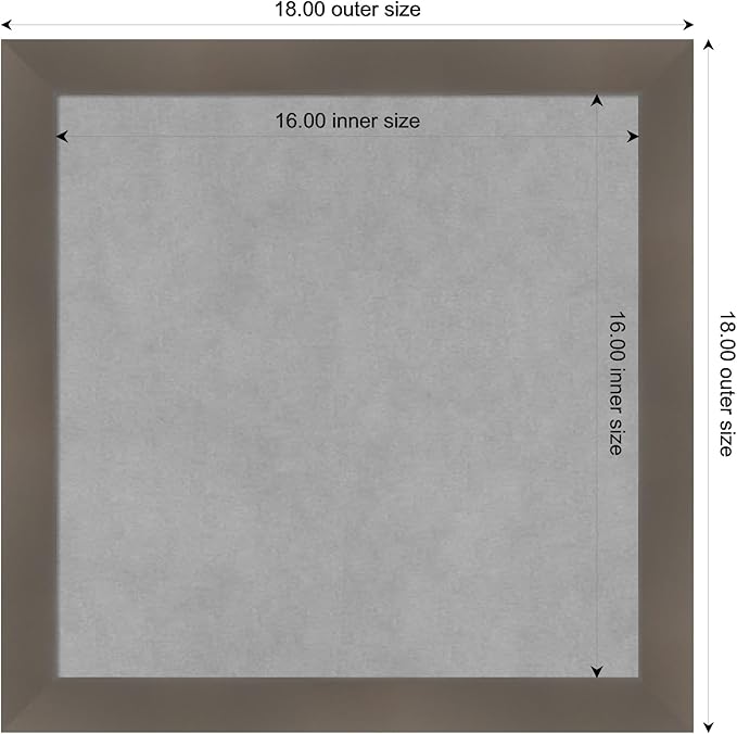 Amanti Art Grey Framed Magnetic Board 18x18 Small Vision Board for use with Magnets, 100% Metal Sheet to Display Items as Office Decor or for Home Organization in mudroom, Kitchen or Kids Room