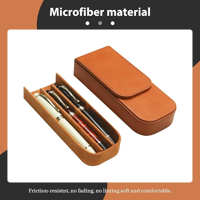 MIVLXLX Leather Triple Pen Case Pencil Pouch Holder for Three Fountain Ballpoint Rollerball Pens and Pencils Gift Choice for Man/Woman/Office (brown)