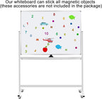 Double-Sided Mobile Whiteboard Magnet Dry Erase Board on Wheels - Aluminum Frame Magnetic Portable Stand Whiteboard- 48"x36" Rolling White Boards with Easy Flip Feature
