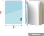Small Glass Desk Whiteboard Dry-Erase Board with Clock, Small Travel Clock Keychain with Desk Notepad, Time Table Whiteboard for Desk Digital LED Light Display, 8x6 in with Accessories, Aqua Blue