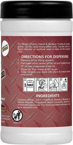 Magic Cherry Scented Heavy Duty Cleaning Wipes - Single Sided Hand & Surface Shop Towels | Professional-grade Cleaning | Waterless | Cleans Grease, Oil, Dirt, & more (3 Pack | 75 Sheets Total)