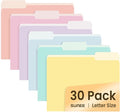 SUNEE File Folders, 30 Pack Manilla Folders 8.5 x 11, Colored File Folders Home Office School Supplies for Documents Files Paper, 6 Soft Colors