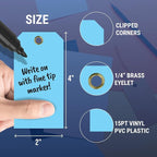 Tags 4 Less 15 Mil Waterproof Plastic Tags, Pack of 100 – 2” x 4” Heavy Duty Plastic Tags for Labeling, Outdoor Tagging, Equipment Labeling, Luggage, Valves & More (Light Blue)