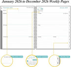 2026 Planner - Planner 2026 from January 2026 to December 2026 with 12 Monthly Tabs, Flexible Cover, Inner Pocket, 8.5" x 11", Grey-B