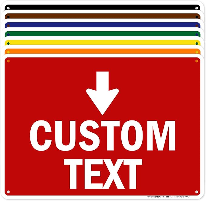 Custom Arrow,Custom Directional Sign, Down Arrow,10x14 Inches, Rust Free .040 Aluminum, Fade Resistant, Made in USA by My Sign Center
