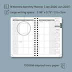 POPRUN Pocket Monthly Planner 2026-2027 (Small Size 4.25" x 6.25") 18 Months Calendar Book(Jan 2026 - Jun 2027) - 4 Pages per Month with Expense & Notes, Leather Cover, Sunday Starts - Brown