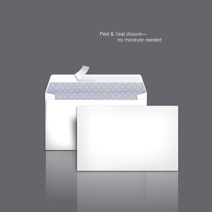 Amazon Basics Quality #6 3/4 Security-Tinted Envelopes with Peel and Seal, 300-Pack, White