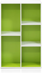Furinno LUDER Book Shelf, 5-Cube Bookshelf, Reversible Bookcase, 9.4 x 19.5 x 31.5, for Living Room, Bedroom, Home Office, White/Green