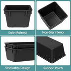 WOWBOX 25 PCS Plastic Drawer Organizer Set, Desk Drawer Divider Organizers and Storage Bins for Makeup, Jewelry, Gadgets for Kitchen, Bedroom, Bathroom, Office, Deep Black