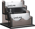 Uniclife Acrylic Business Card Holder for Desk 3 Slots Horizontal Business Card Display Stand for Men and Women Desktop Name Card Organizer Card Stand for Office Home, 180 Card Capacity, Black