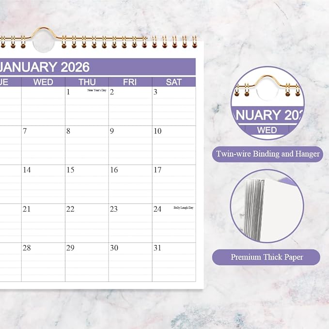 2026 Calendar- Wall Calendar 2026 Runs from January 2026 to June 2027-18 Months Calendar with Thick Paper for Planning and Organizing for Home or Office, 8.5 x 11 Inches, Purple