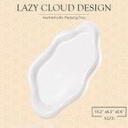 CCINPPY Ceramic Jewelry Tray Trinket Dish, Decorative Cloud Vanity Key Tray for Women, Ring Holder Dish, Cute Jewelry Plate Bowl Room Decor Aesthetic, White, Large