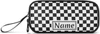 BOENLE Custom Black White Checkered Pattern Pencil Case Box Boys Girls Personalized Name Large Pencil Pouch Stationery Pen Bag Organizer for Kids Adults School