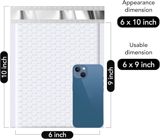 Fuxury Bubble Mailers 6x10“ 3000 Pack White Padded Envelopes Usable Size 6x9" Thick Mailing Envelopes Bubble Padded, Shipping Bags for Mailing,Packaging, Small Business, Boutique, Bulk #0