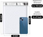 Fuxury Bubble Mailers 6x10“ 3000 Pack White Padded Envelopes Usable Size 6x9" Thick Mailing Envelopes Bubble Padded, Shipping Bags for Mailing,Packaging, Small Business, Boutique, Bulk #0