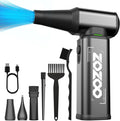 Compressed Air Duster, 180000RPM Powerful Cordless Electric Air Duster with Brushless Motor and LED Light, Rechargeable Stepless Speed Regulation Dust Blower for PC, Keyboard, House, Car and Outdoor