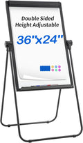 DexBoard U-Stand Whiteboard Easel-36x24 inches Double Sided Magnetic Dry Erase Board Easel, Height Adjustable & 360 Degree Rotating White Board, Black
