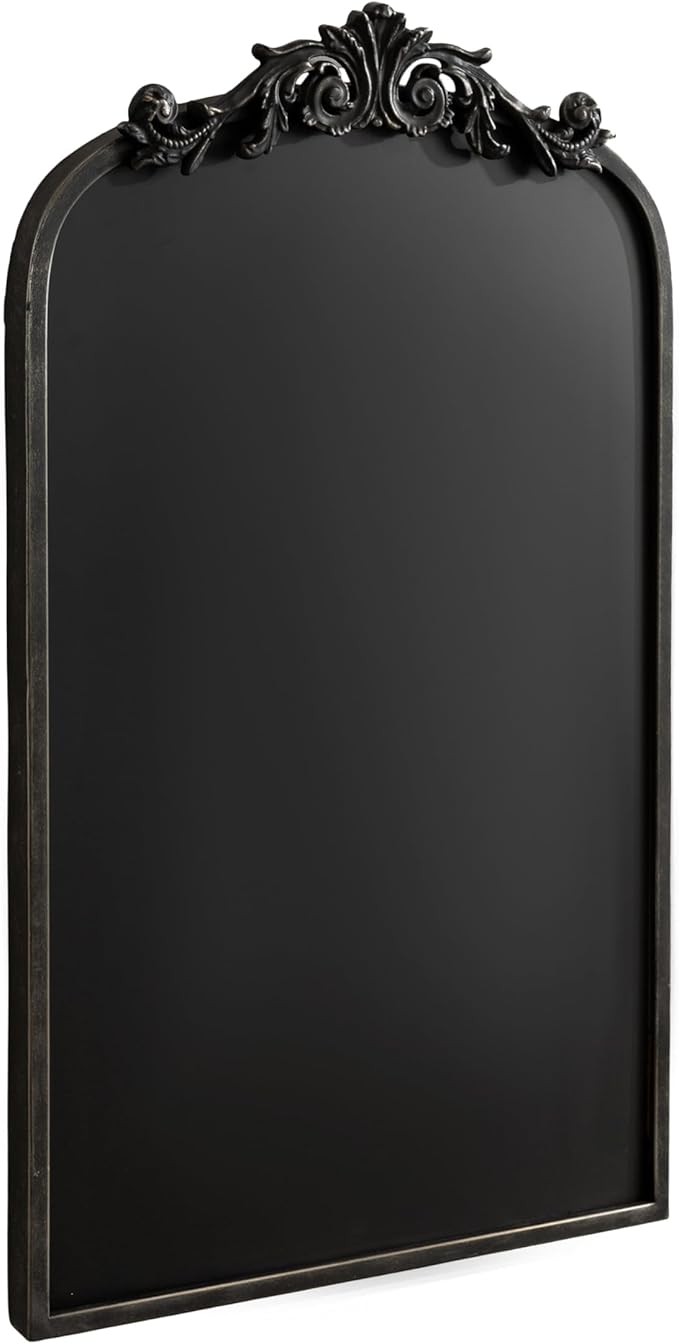 Kate and Laurel Arendahl Decorative Vintage Arch Chalkboard; 19 x 31; Black; Framed Arched Ornate Magnetic Chalkboard for Unique Display; Decoration; and Organization