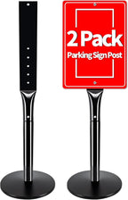 VAIIGO 2Pack Heavy Duty Cast Iron Sign Stand - 48" Outdoor Portable Pedestal Post - Display Road Sign, Construction Sign Holder (Black)