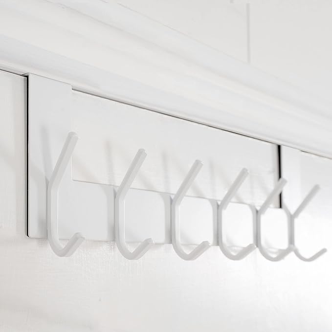 WEBI Over The Door Hooks,Over Door Towel Rack,Door Hanger,Door Coat Hanger,Door Coat Rack,Door Hooks for Hanging Clothes,Back of Door,White