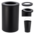 Takywep Stainless Steel Open Top Trash Can, 10.6 Gallon Cylindrical Touch-Free Direct Toss Bin with Soft-Close Lid, Anti-Fingerprint Easy-Clean for Kitchen Office Bathroom (Black)