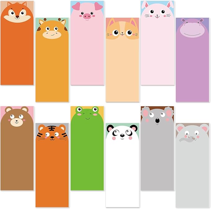 Gersoniel 12 Packs Magnetic Notepads for Refrigerator Monthly Grocery Magnetic List Set to Do List Pads Back Memo Notepad 9 x 3.5 Inches for Fridge Kitchen Shopping Grocery(Multicolor,Animal)