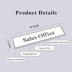 2" x 8" Personalized Office Aluminum Name Plates, Custom Elegant Name Plates for Office Door or Wall Sign, Door Name Plate with Adhesive, 3 Colors Available (Silver, Black, White)