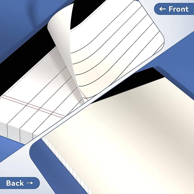 Nichela 5" x 8" Note Pads 6 Pack of Legal Pads 30 Sheets Notepad College Ruled Small Writing Pads Perforated Pages Paper Pads 80GSM Heavyweight Paper Note Pads for Home, Office, or School