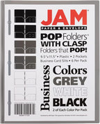 JAM PAPER Plastic Color POP Folders - 2 Pocket Durable Folders with Metal Prongs Fastener Clasps - Assorted Business Colors - 6/Pack