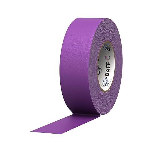 ProTapes Pro Gaff Premium Matte Cloth Gaffer's Tape With Rubber Adhesive, 11 mils Thick, 55 yds Length, 2" Width, Purple (Pack of 1)
