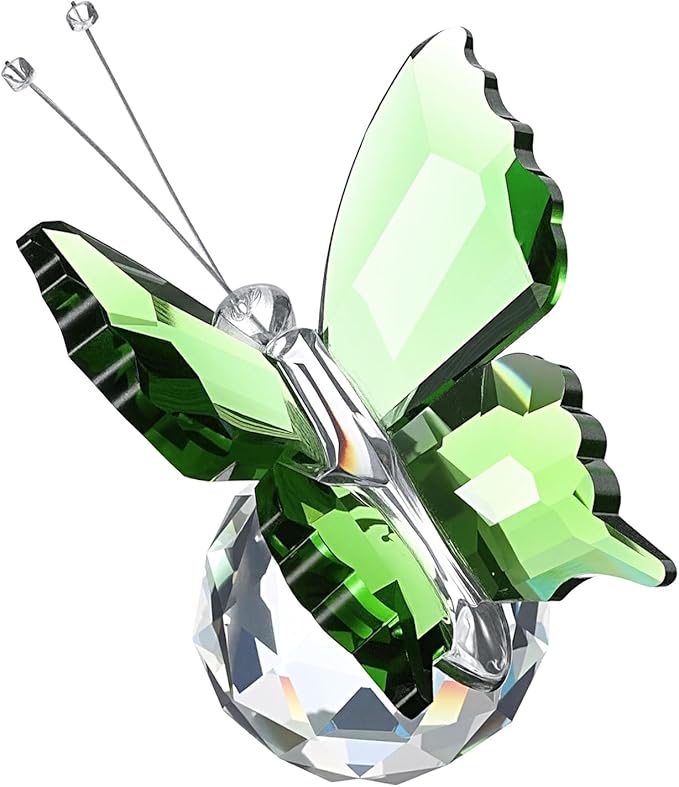 PATIKIL Butterfly Crystal Paperweight, 75mm / 3 Inch Crystal Paperweight Paper Weight for Home Office Desktop Table Decor Wedding Party Jewelry Ornaments, Green