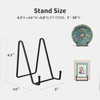 Kruodop 4 Pack 4" Metal Square Frame Easel Stands - Multi-Use Tabletop Display for Plates, Photos, Art, Books, Signs | Durable Mini Easels for Home Decor, Office, Studio & Vinyl Records