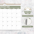 2026 Calendar- Wall Calendar 2026-2027 Runs from January 2026 to June 2027-18 Months Calendar with Thick Paper for Home or Office, 8.5 x 11 Inches, Green