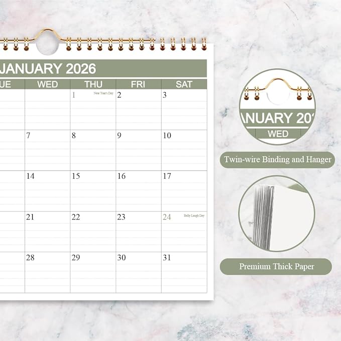 2026 Calendar- Wall Calendar 2026-2027 Runs from January 2026 to June 2027-18 Months Calendar with Thick Paper for Home or Office, 8.5 x 11 Inches, Green