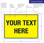 Personalized Custom Yellow Background Customize for Office, Business, Workplace, Home, Airbnb, Delivery Sign, 10x14 Inches, Rust Free .040 Aluminum, Fade Resistant, Made in USA by Sigo Signs