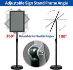 VAIIGO Adjustable Sign Holder Stand - 2Pack 11x17 Inch Pedestal Poster Sign Stand, Heavy Duty Floor Standing Sign Stand Aluminum Snap Open Frame for Church Business Store Sign Holder Stands (Black)