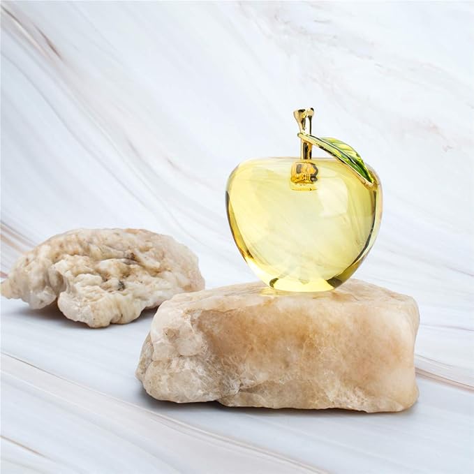 H&D Glaze Crystal Apple Paperweight Craft Decoration (yellow)